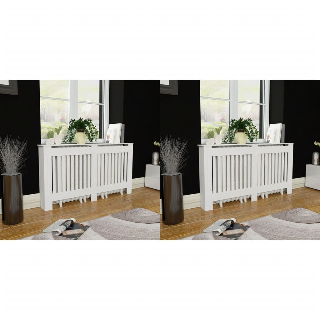 2 db fehér szerelt fa radiátorburkolat 152 cm