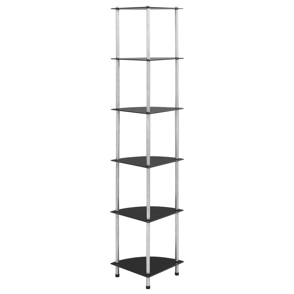 6 szintes fekete edzett üveg polc 30 x 30 x 160 cm