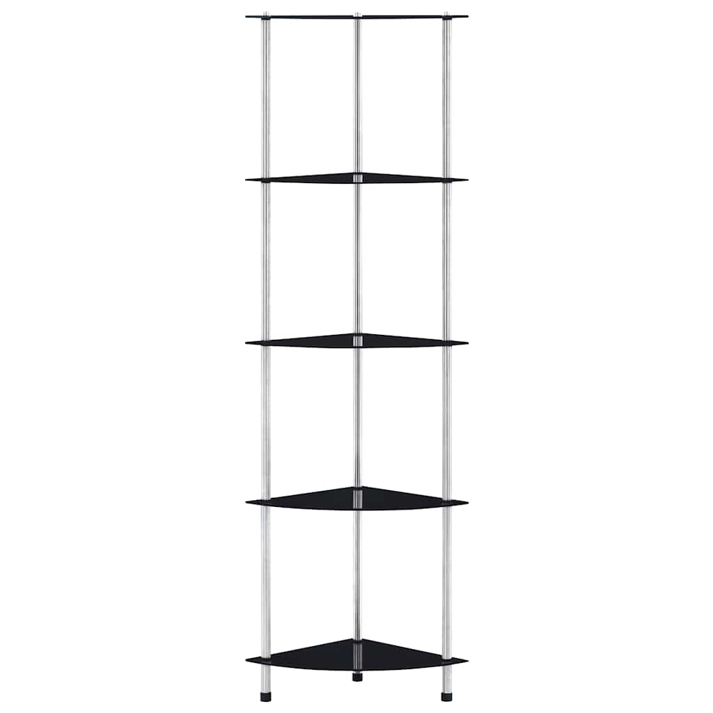 5 szintes fekete edzett üveg polc 30 x 30 x 130 cm