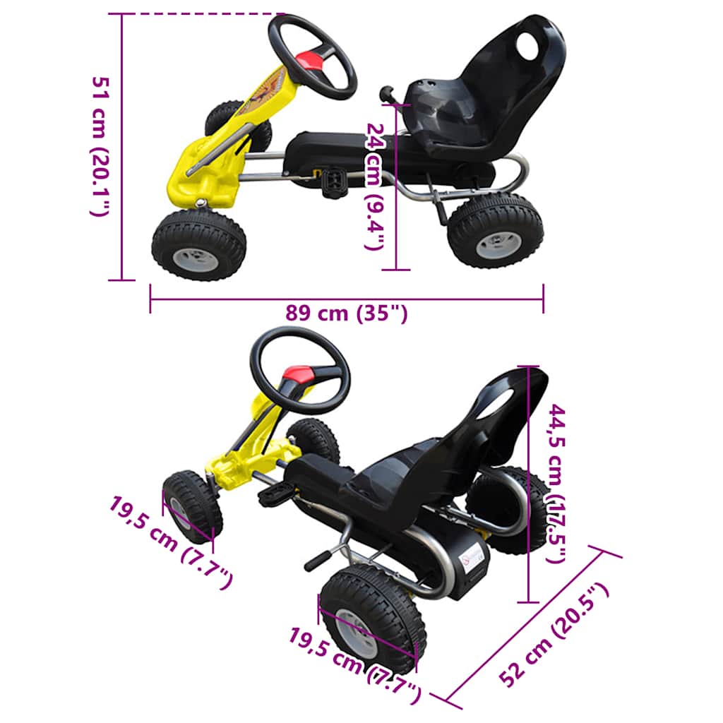 pedálos gokart sárga