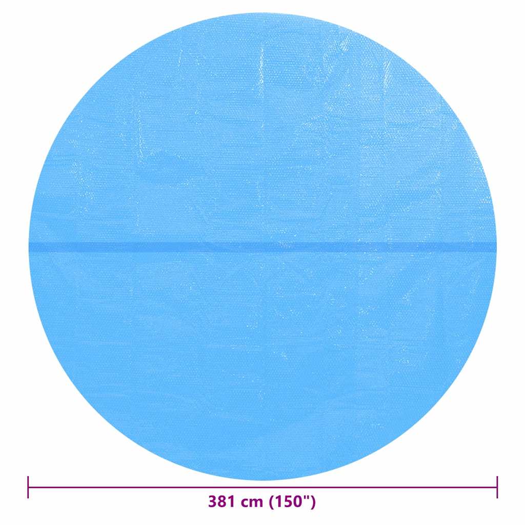 kék napelemes kerek lebegő PE medencefólia 381 cm
