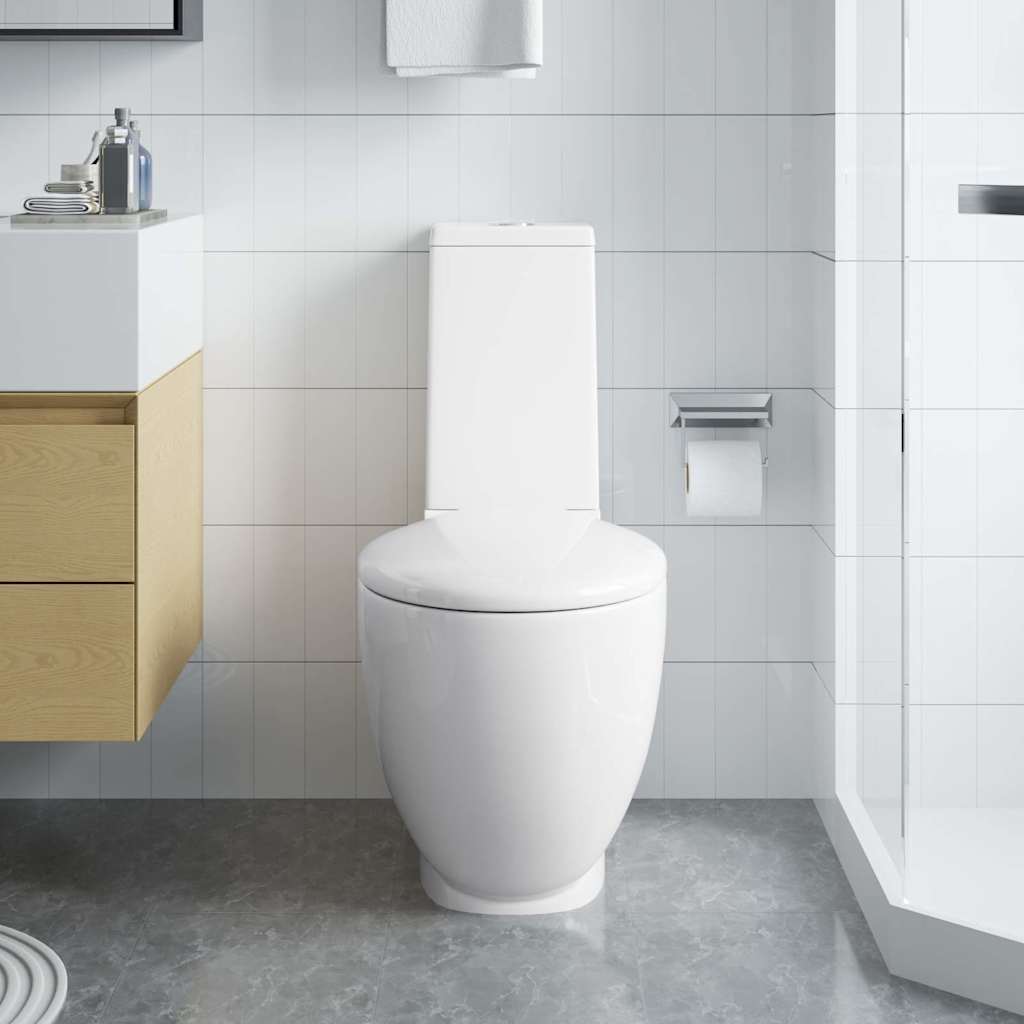 fehér kerámia WC öblítőrendszerrel