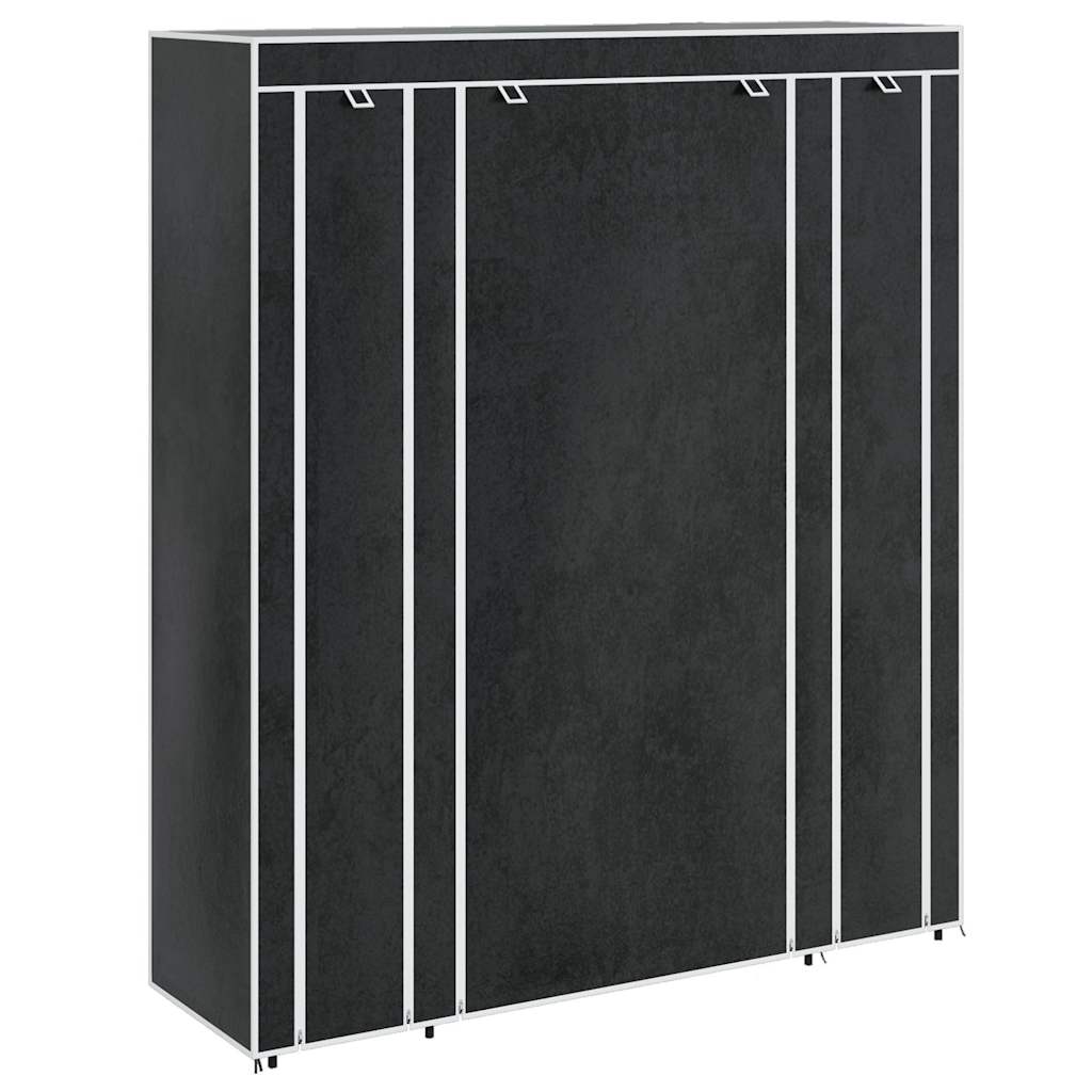 fekete szövet ruhásszekrény tárolórekeszekkel 45x150x176 cm