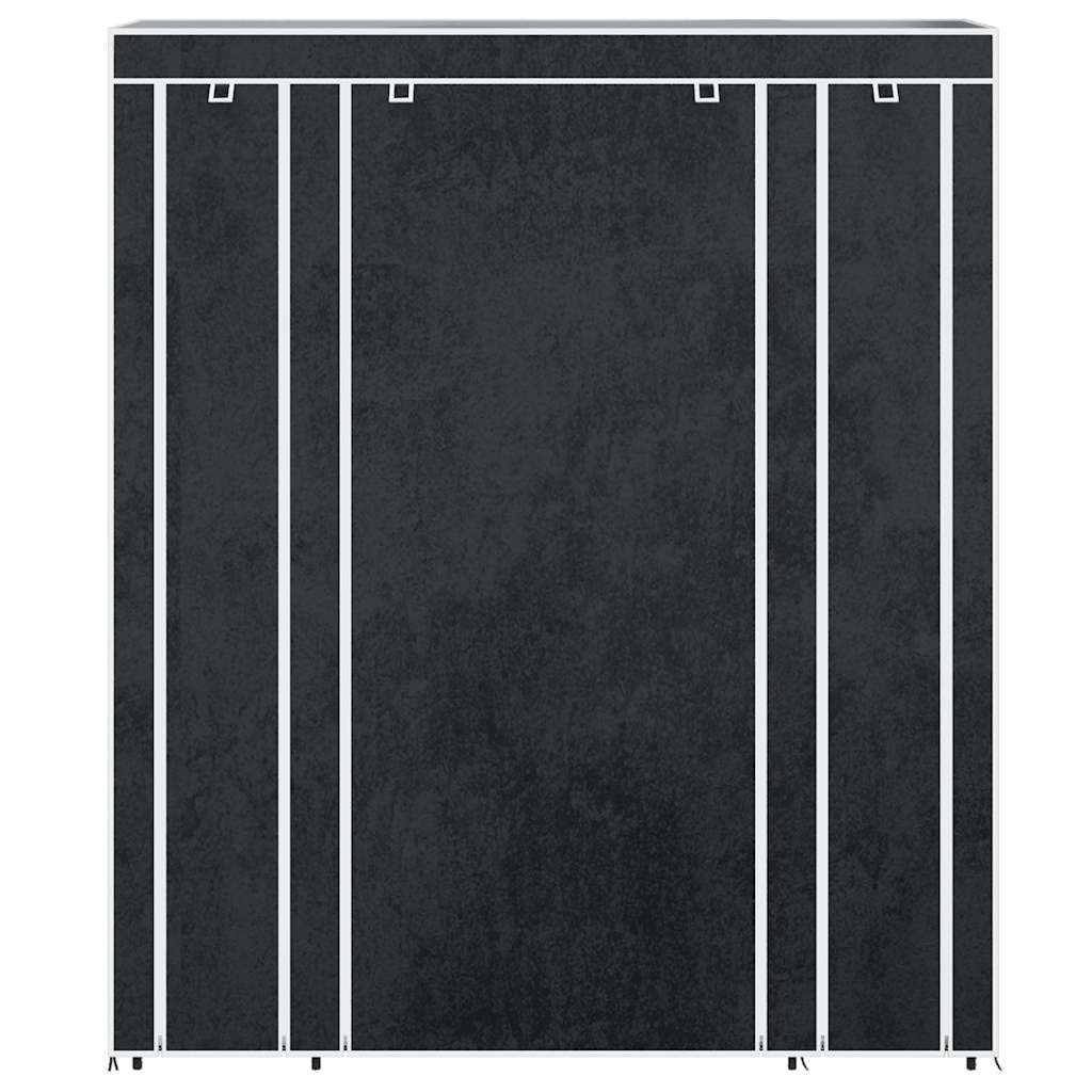 fekete szövet ruhásszekrény tárolórekeszekkel 45x150x176 cm