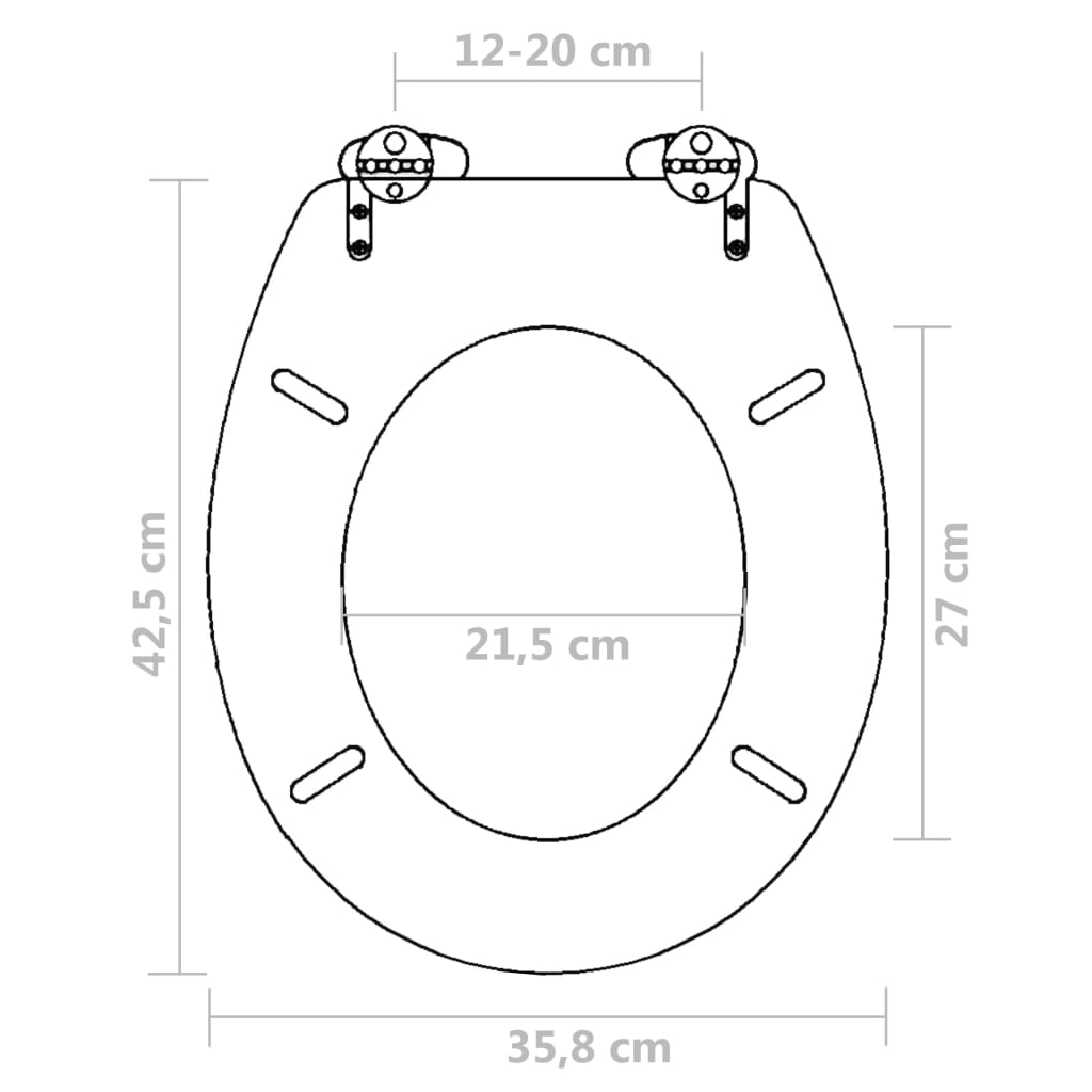 lassan csukódó egyszerű tervezésű fekete MDF WC-ülőke
