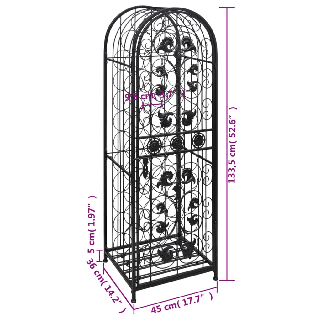 fém bortartó állvány 45 palackhoz
