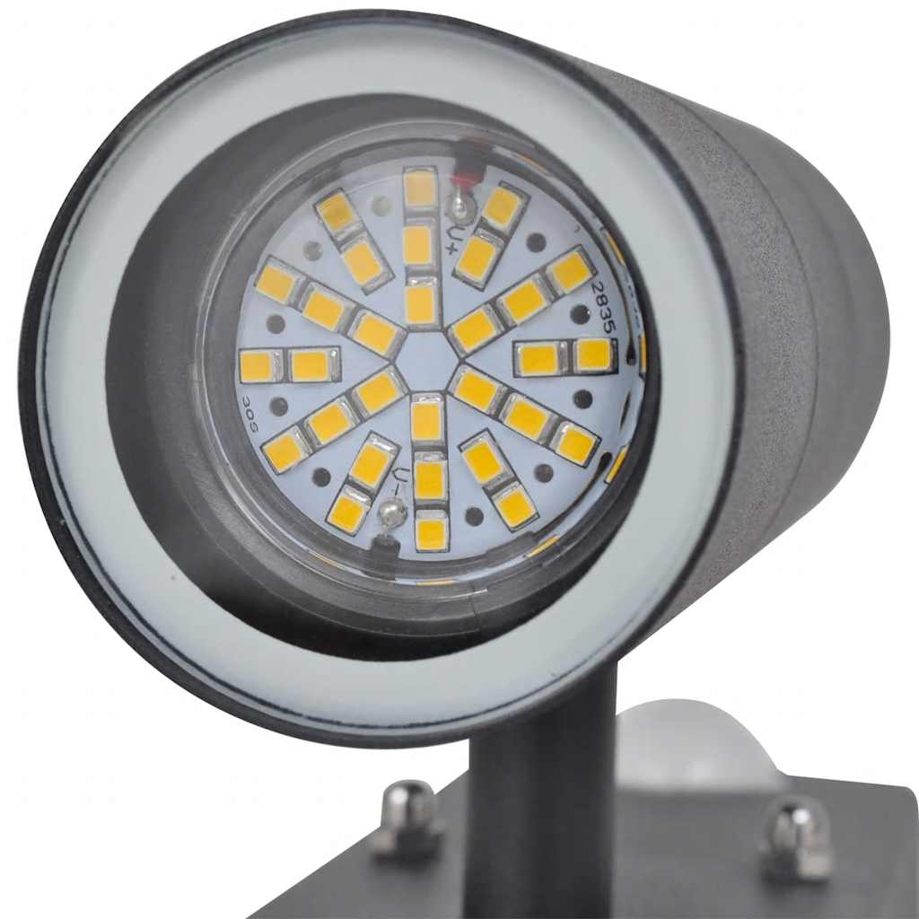 LED Fal Lámpa Rozsdamentes Acél Henger Alakú Fekete Érzékelő