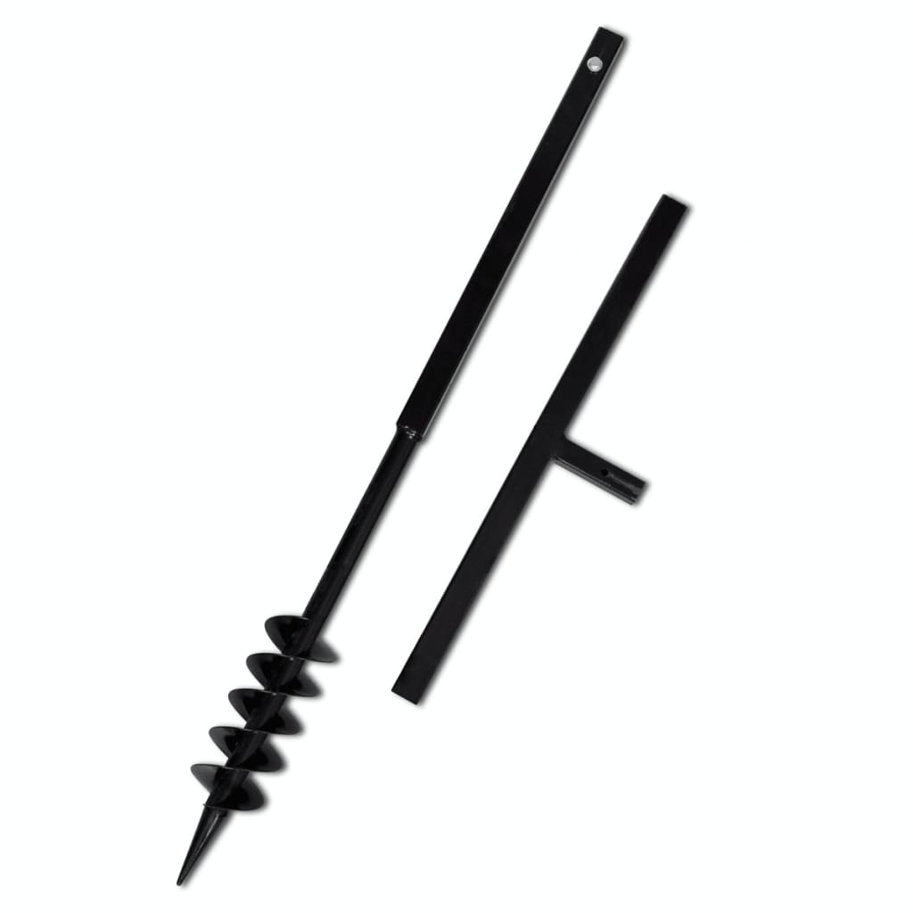 Kézi Föld Fúró  Auger Bit 80 mm  Dupla Spirállal Fekete Acél