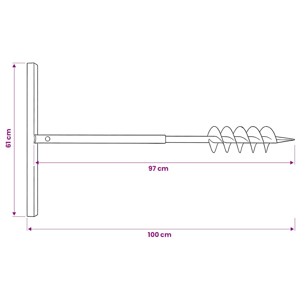 Kézi Föld Fúró Auger Bit 100 mm Dupla Csigával Fekete Acél