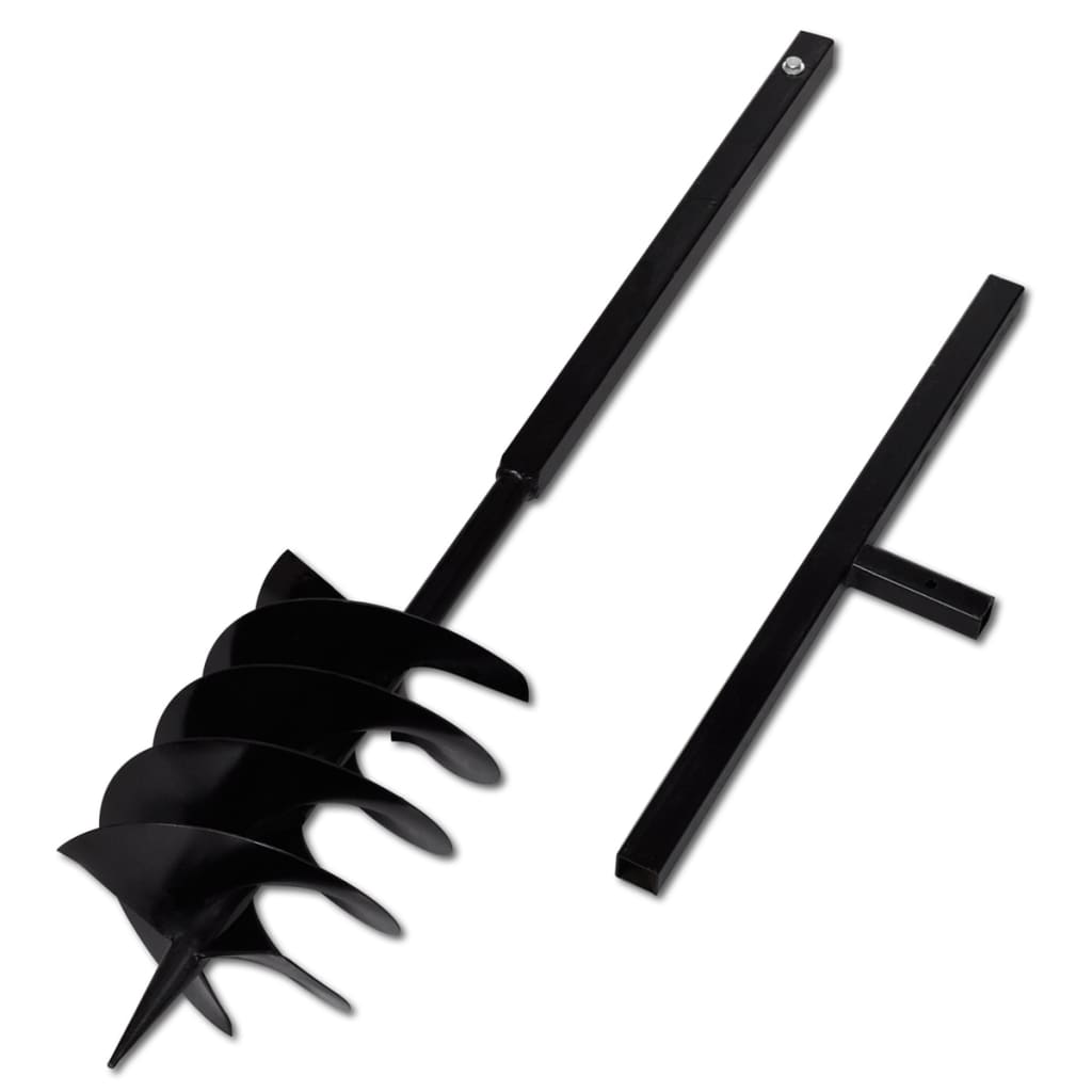 Kézi Föld Fúró Auger Bit 200 mm Három Csigával Fekete Acél