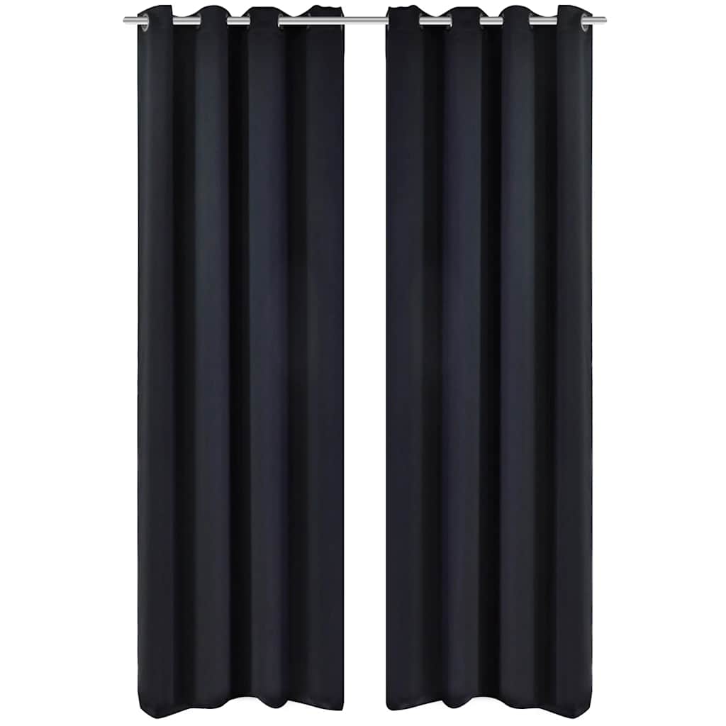 2 db fekete sötétítőfüggöny fémkarikákkal 135 x 245 cm