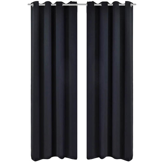 2 db fekete sötétítőfüggöny fémkarikákkal 135 x 245 cm
