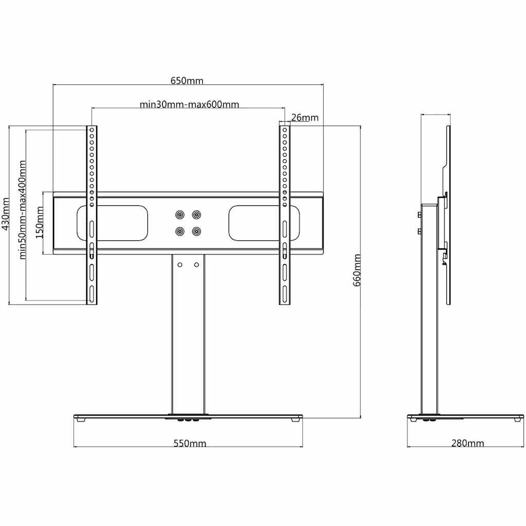 talpas TV-állvány 37"-55" képernyőhöz max VESA 600x400 mm 40 kg