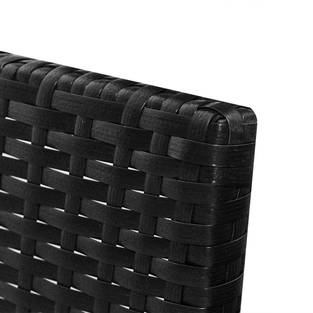 3 részes fekete polyrattan kerti bútorszett párnákkal
