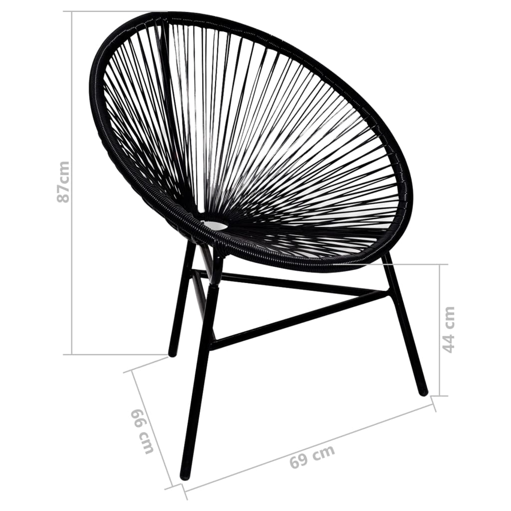 fekete polyrattan kerti kagylószék