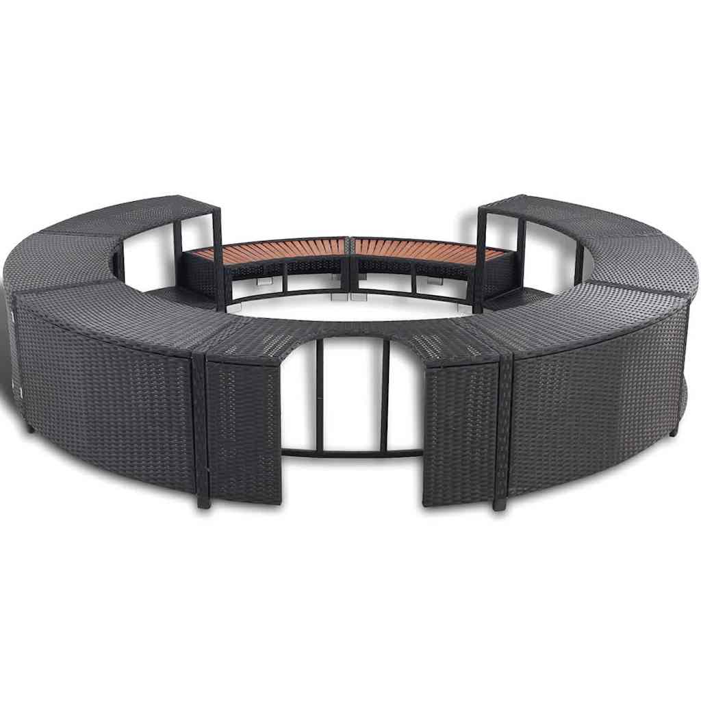 fekete polyrattan jakuzzi-keret