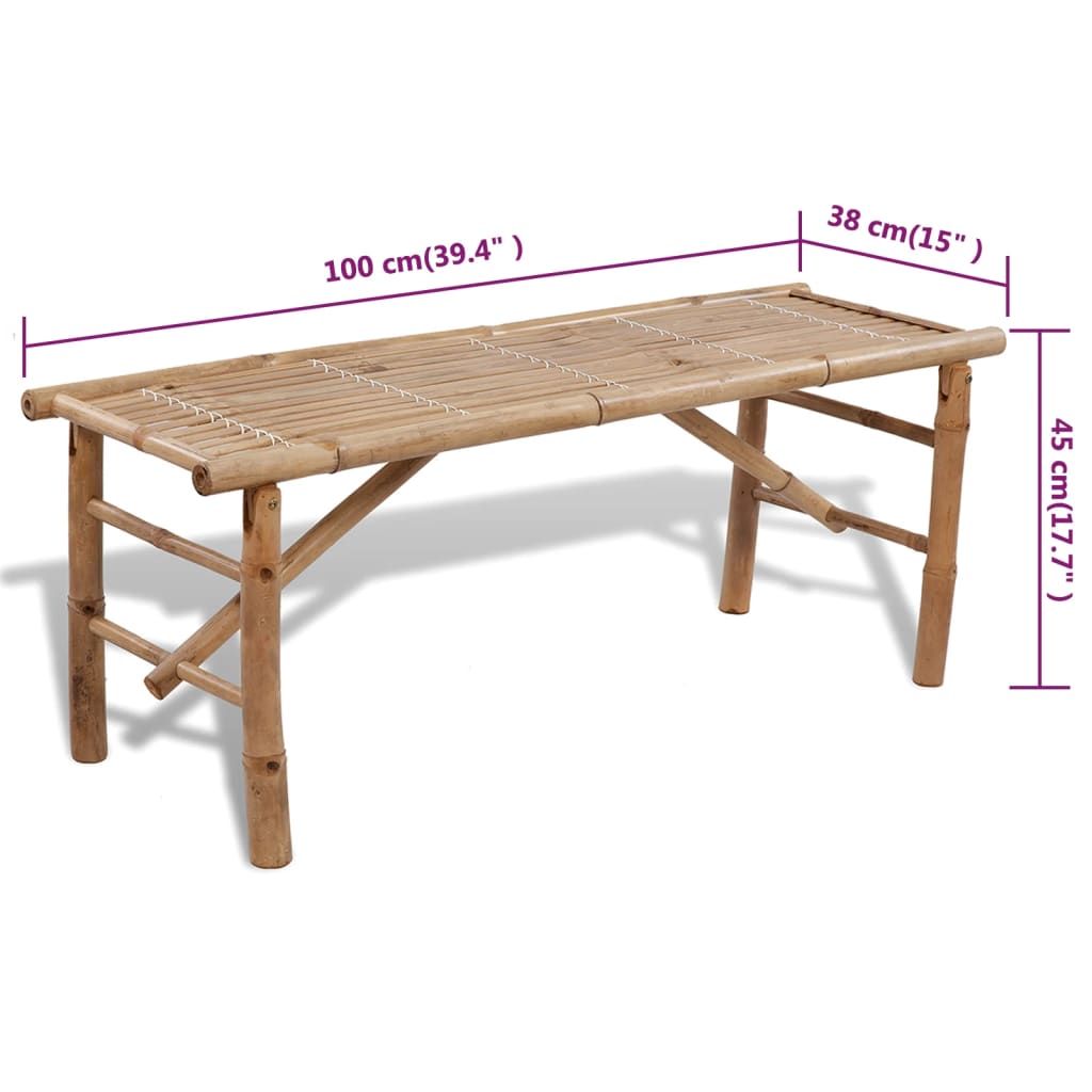 bambusz sörözőasztal 2 paddal 100 cm
