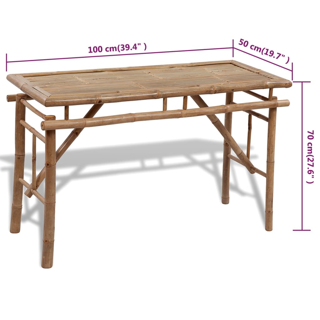 bambusz sörözőasztal 2 paddal 100 cm
