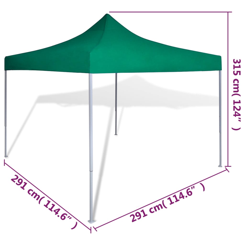 zöld összecsukható pavilon 3 x 3 m