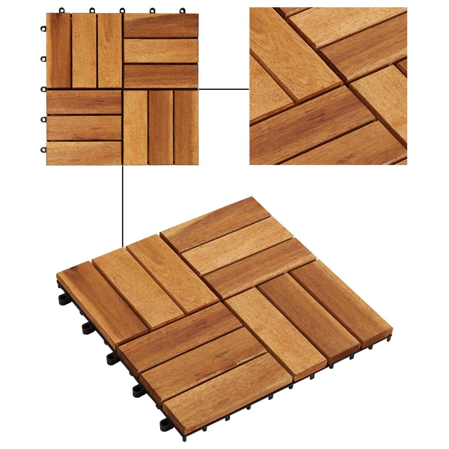 Faszegély járólap 10 pcs Barna 30 x 30 cm Akácfa