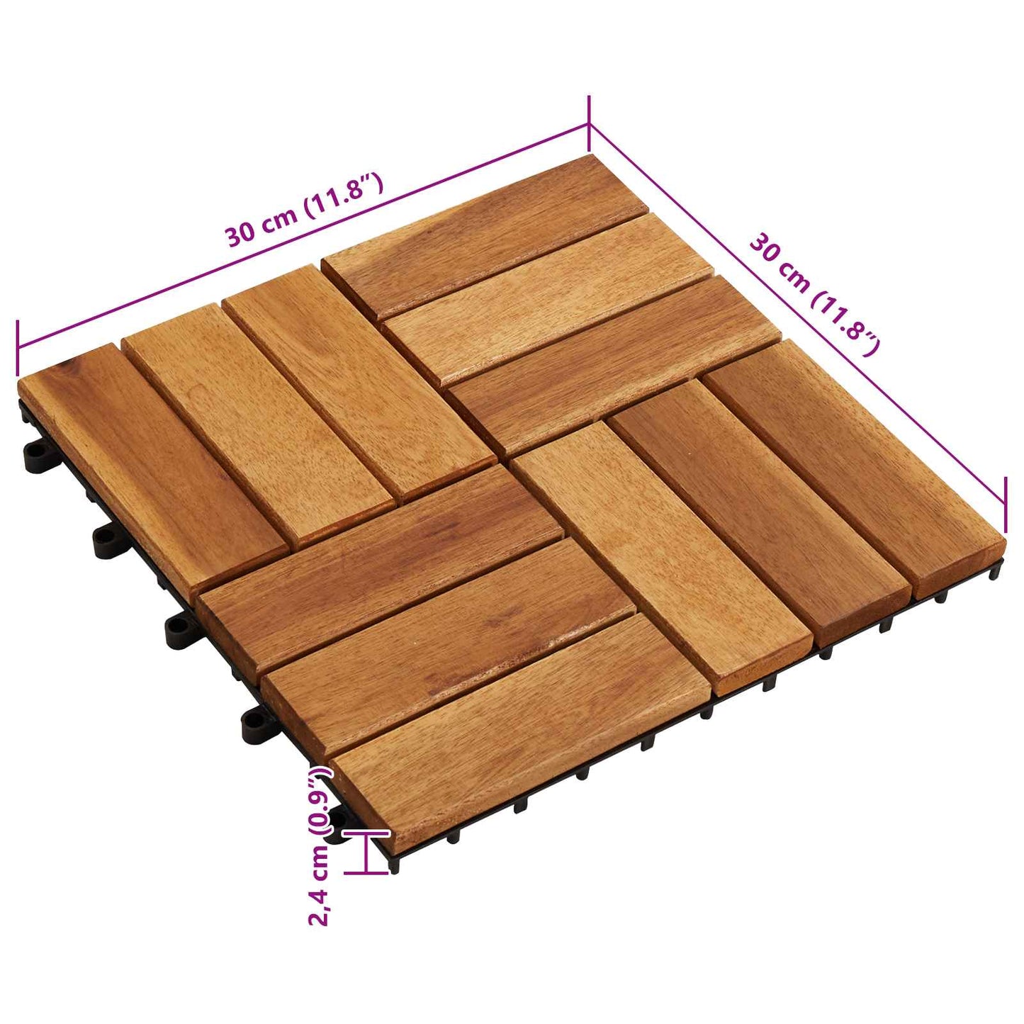 Faszegély járólap 10 pcs Barna 30 x 30 cm Akácfa
