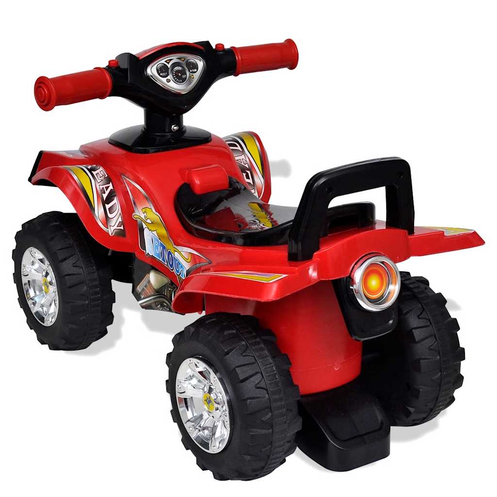 Piros gyerekquad hanggal és lámpával