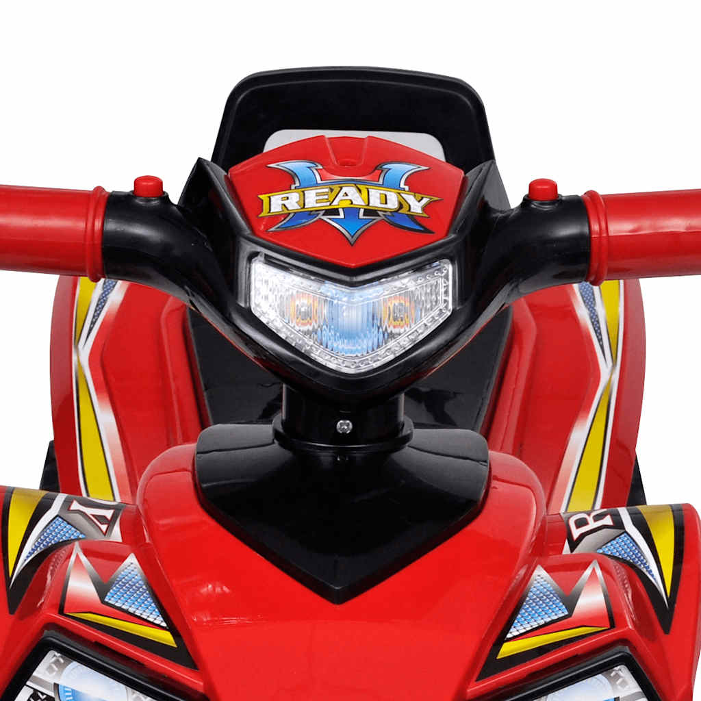 Piros gyerekquad hanggal és lámpával