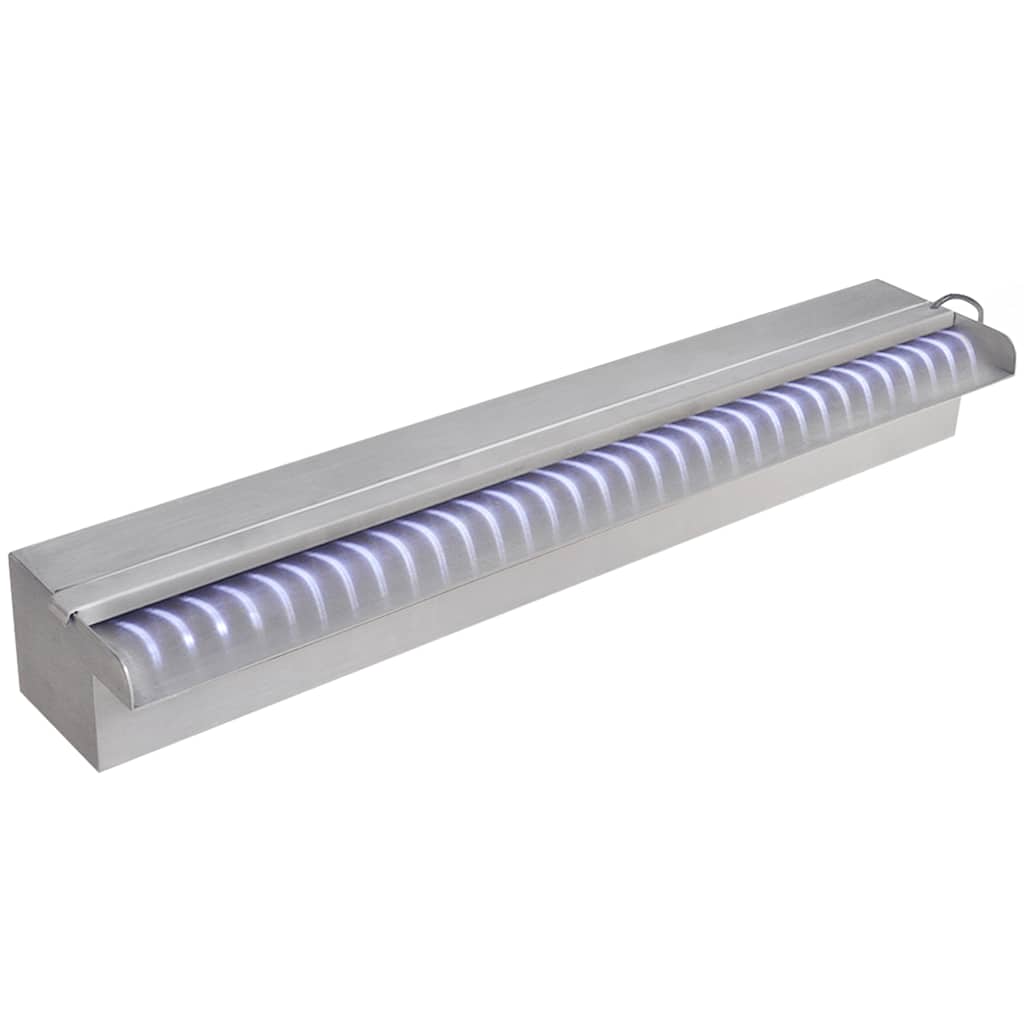Négyszögletes rozsdamentes acél medence szökőkút LED fényekkel 60 cm
