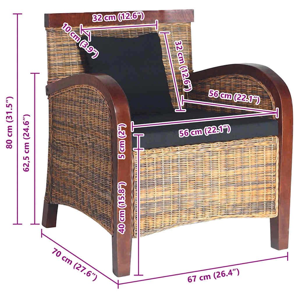 kézzel font rattan karosszék