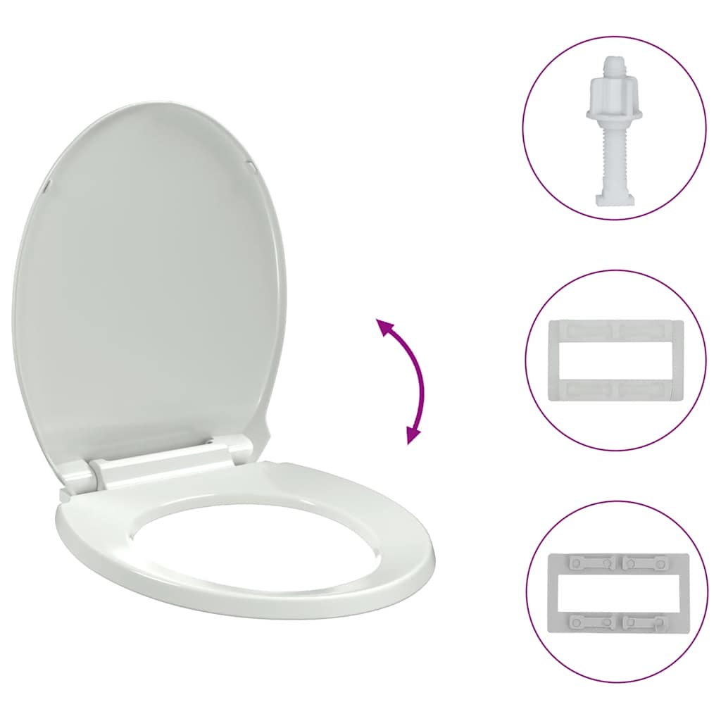 fehér ovális WC-ülőke lassan csukódó fedéllel