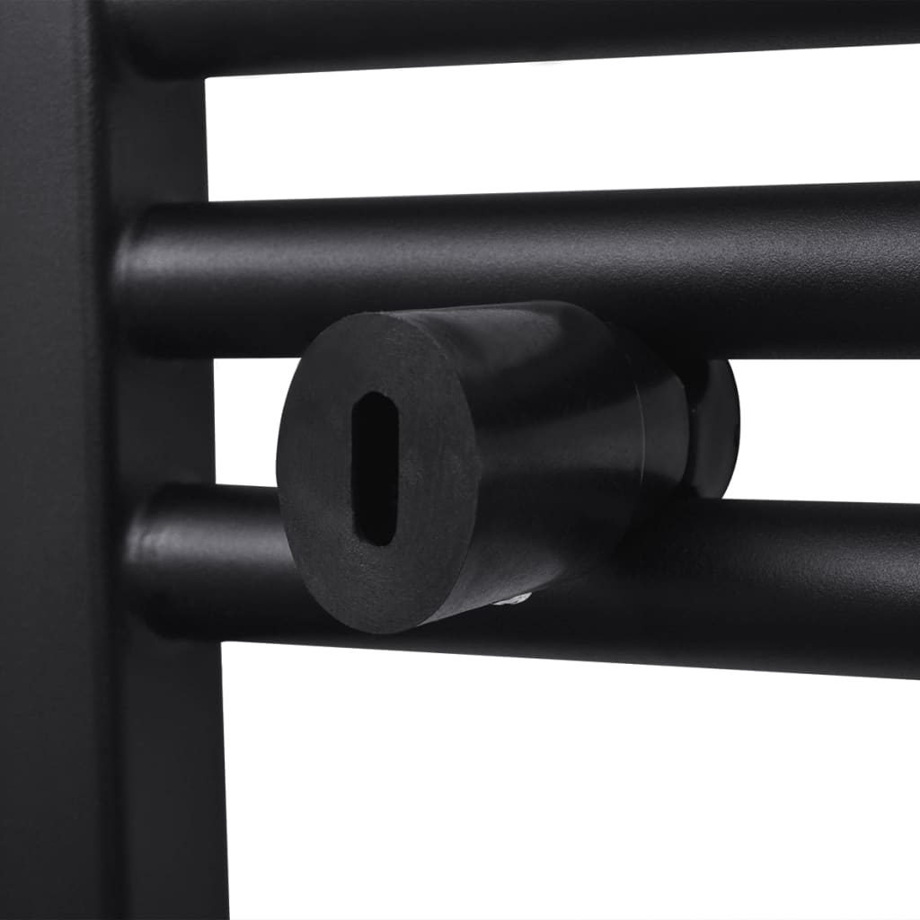 Fekete fürdőszobai egyenes törölközőtartó központi fűtéssel 480x480 mm
