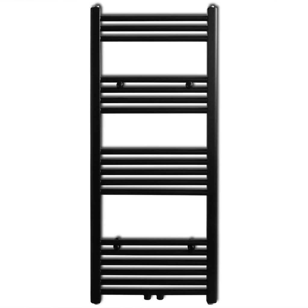 Fekete fürdőszobai egyenes törölközőtartó központi fűtéssel 500x1160mm