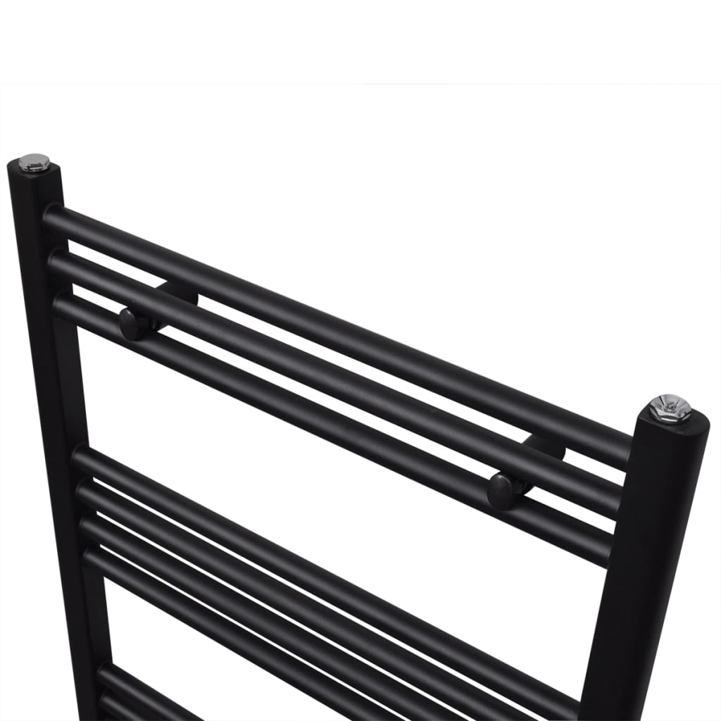 Fekete fürdőszobai egyenes törölközőtartó központi fűtéssel 500x1160mm