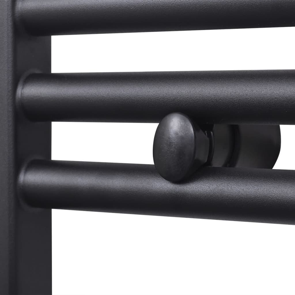 Fekete fürdőszobai egyenes törölközőtartó központi fűtéssel 500x1160mm