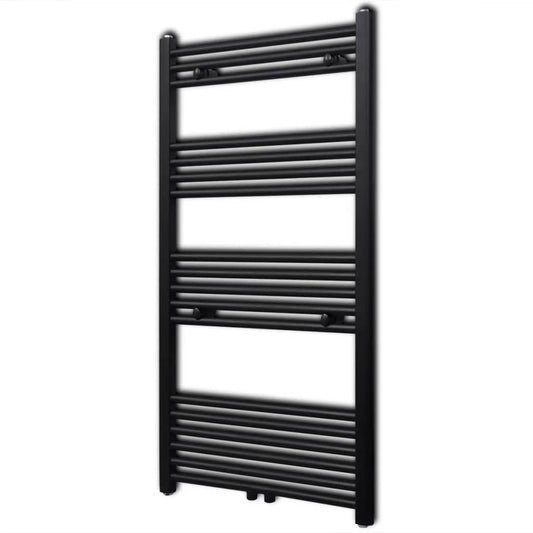 Fekete fürdőszobai egyenes törölközőtartó központi fűtéssel 600x1160mm