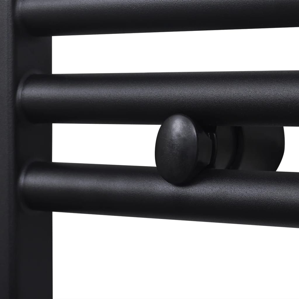 Fekete fürdőszobai egyenes törölközőtartó központi fűtéssel 600x1160mm