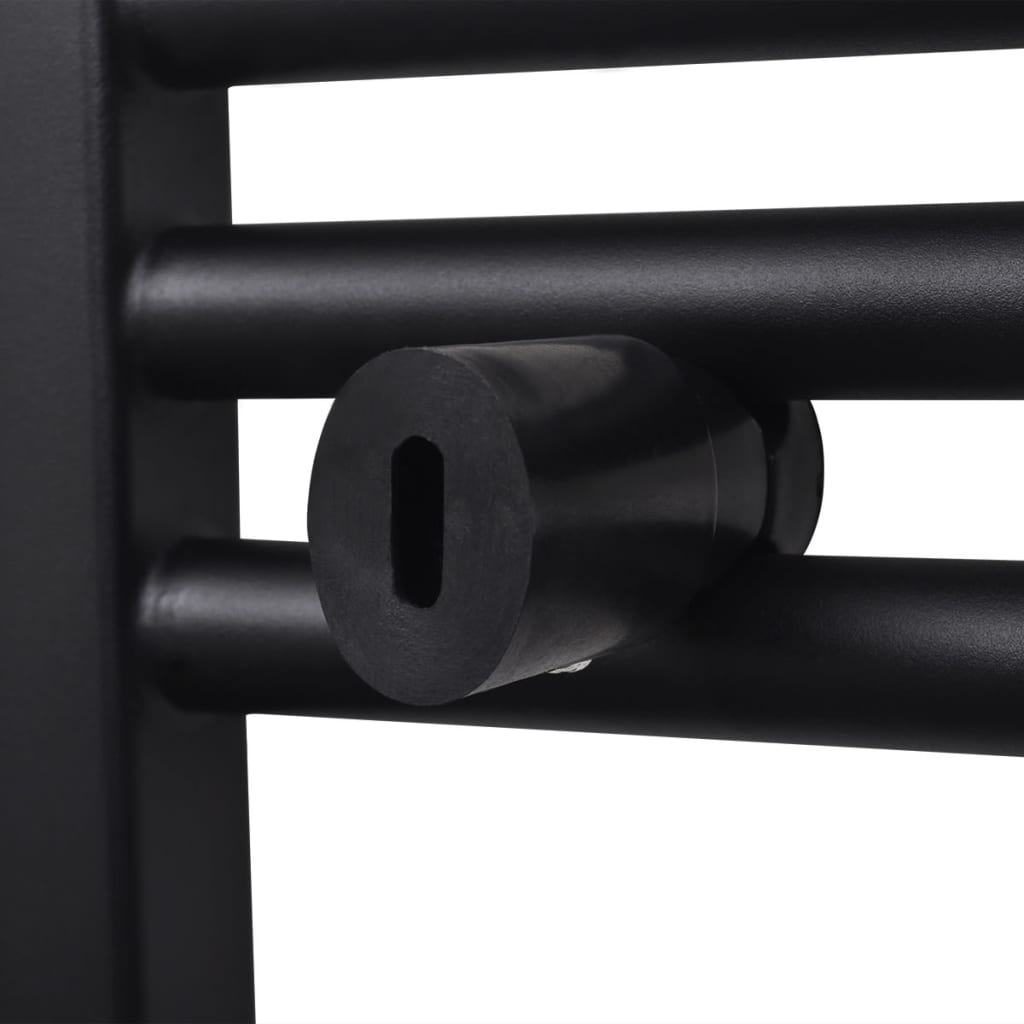 Fekete fürdőszobai egyenes törölközőtartó központi fűtéssel 600x1160mm
