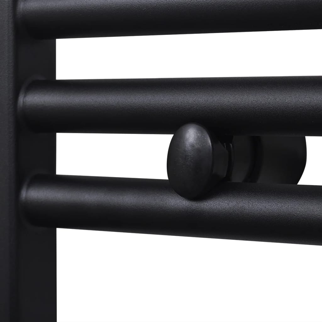 Fekete fürdőszobai íves törölközőtartó központi fűtéssel 500x764 mm