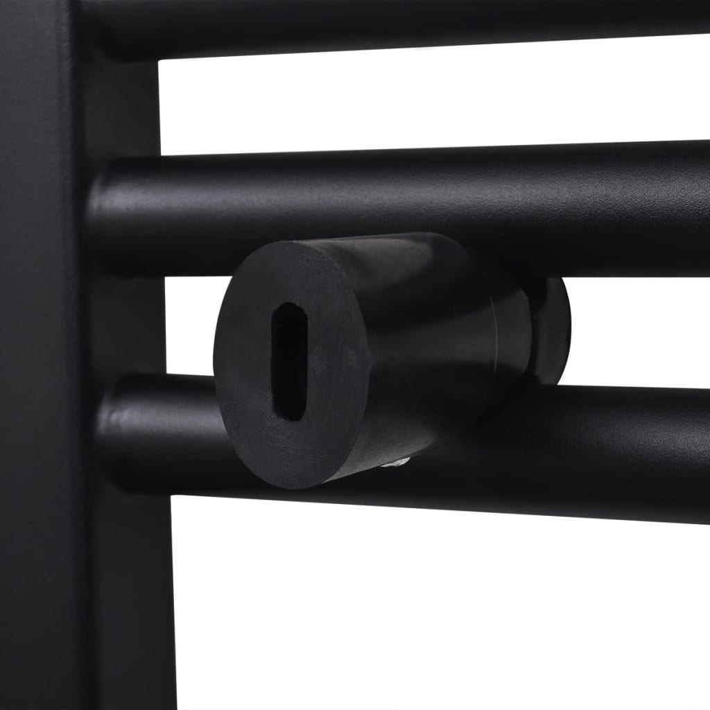 Fekete fürdőszobai íves törölközőtartó központi fűtéssel 500x764 mm