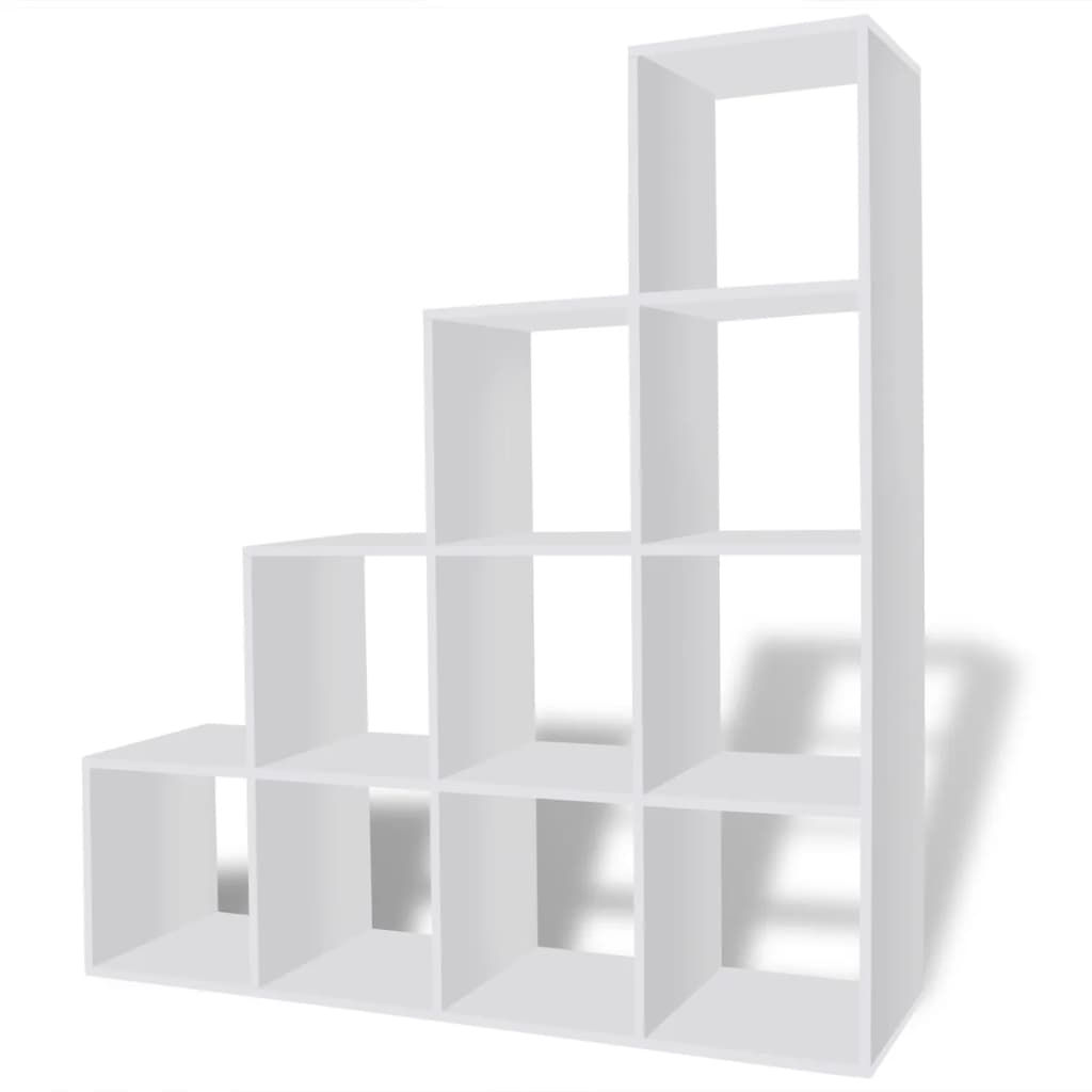 fehér lépcsős könyvespolc/vitrines polc 142 cm