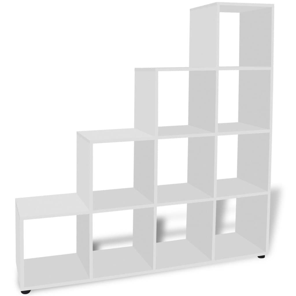 fehér lépcsős könyvespolc/vitrines polc 142 cm