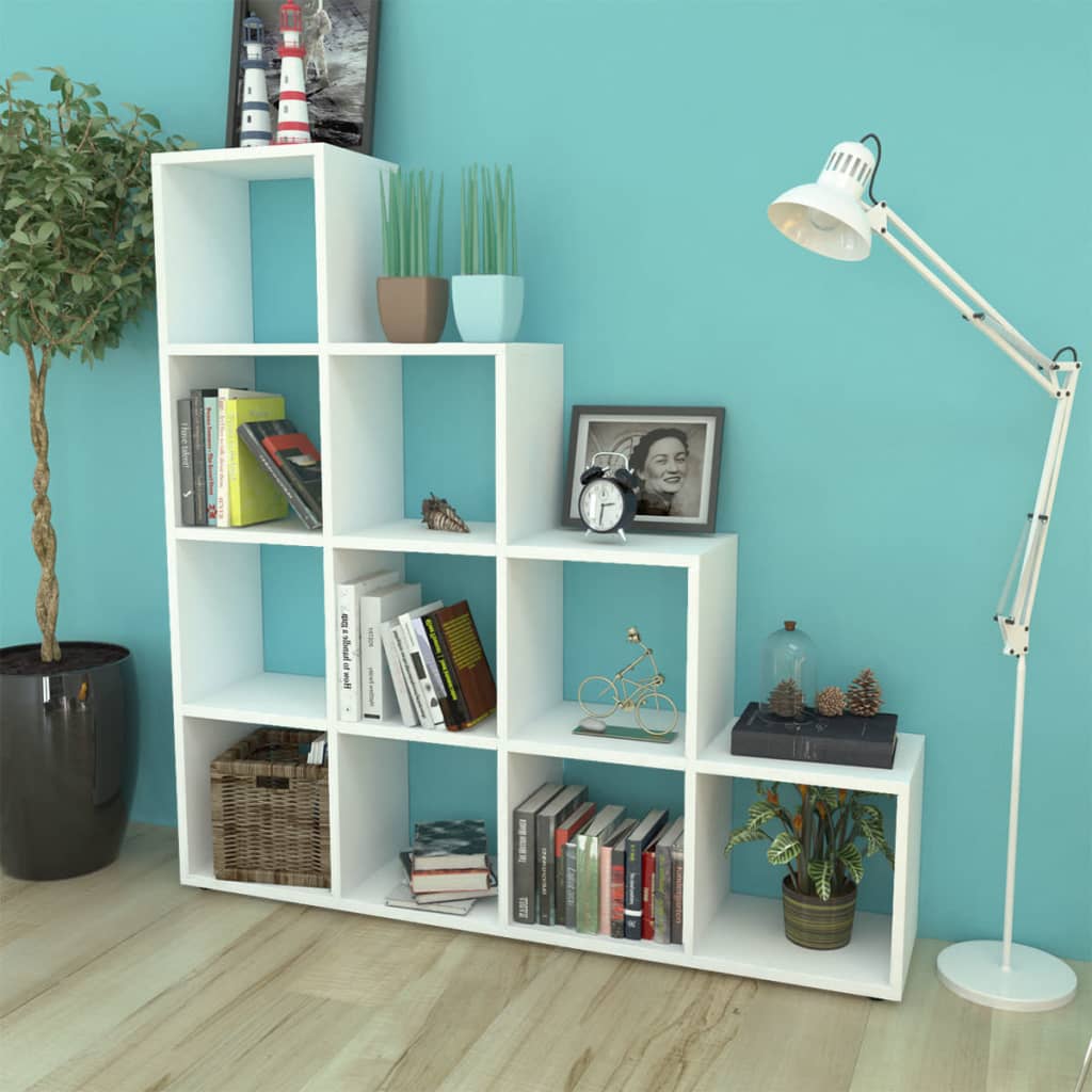 fehér lépcsős könyvespolc/vitrines polc 142 cm