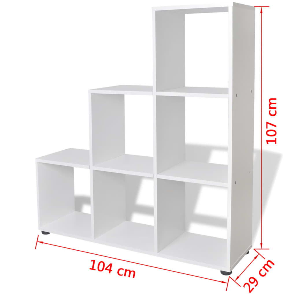 fehér lépcső könyvespolc/vitrines polc 107 cm
