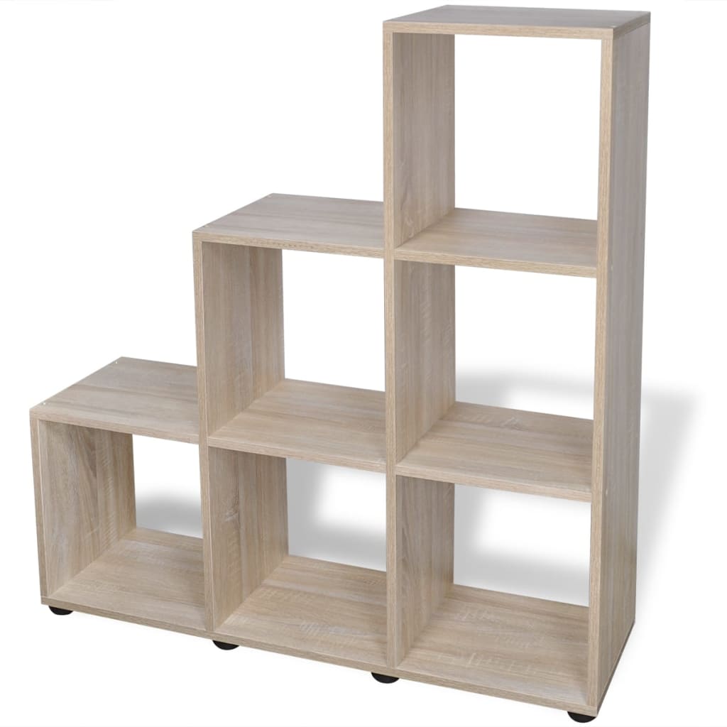 tölgyszínű lépcsős könyvespolc/vitrines polc 107 cm