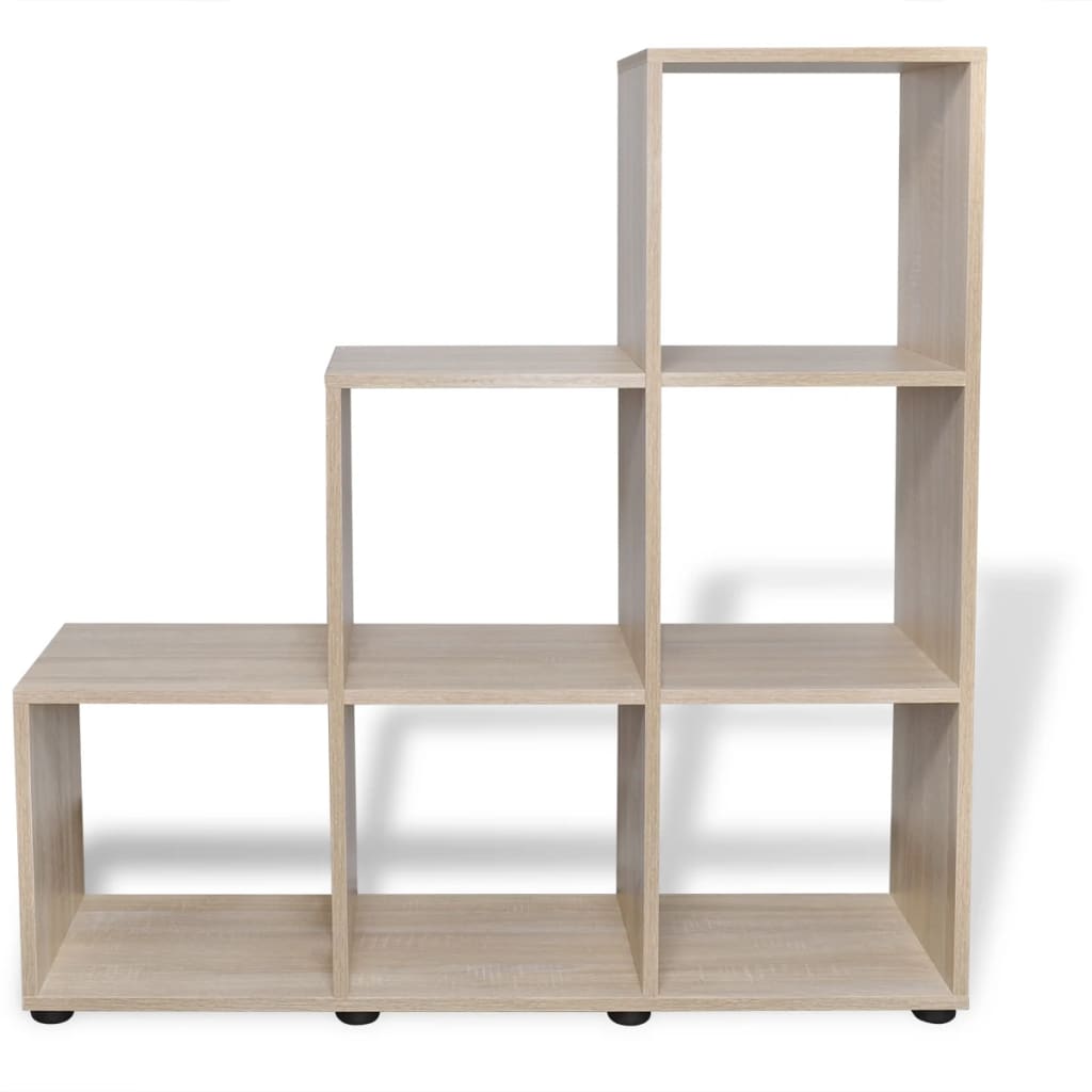 tölgyszínű lépcsős könyvespolc/vitrines polc 107 cm