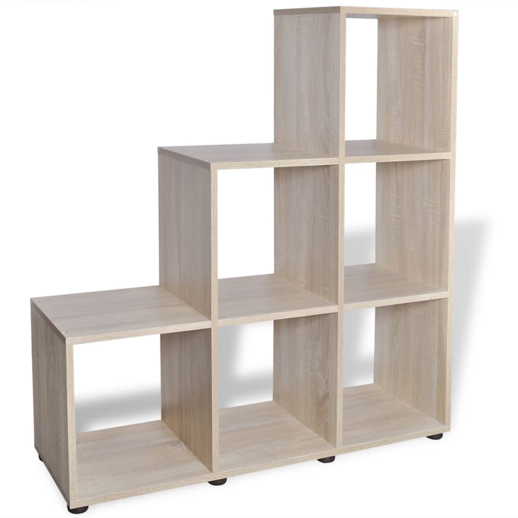 tölgyszínű lépcsős könyvespolc/vitrines polc 107 cm