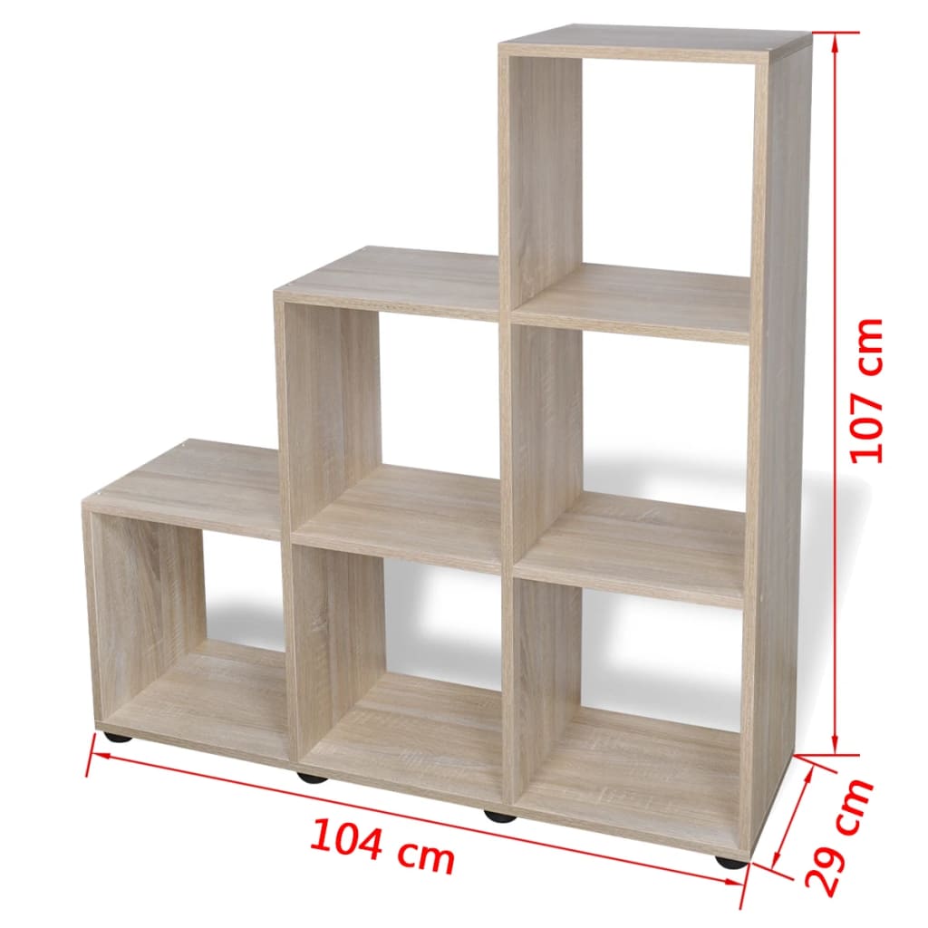 tölgyszínű lépcsős könyvespolc/vitrines polc 107 cm