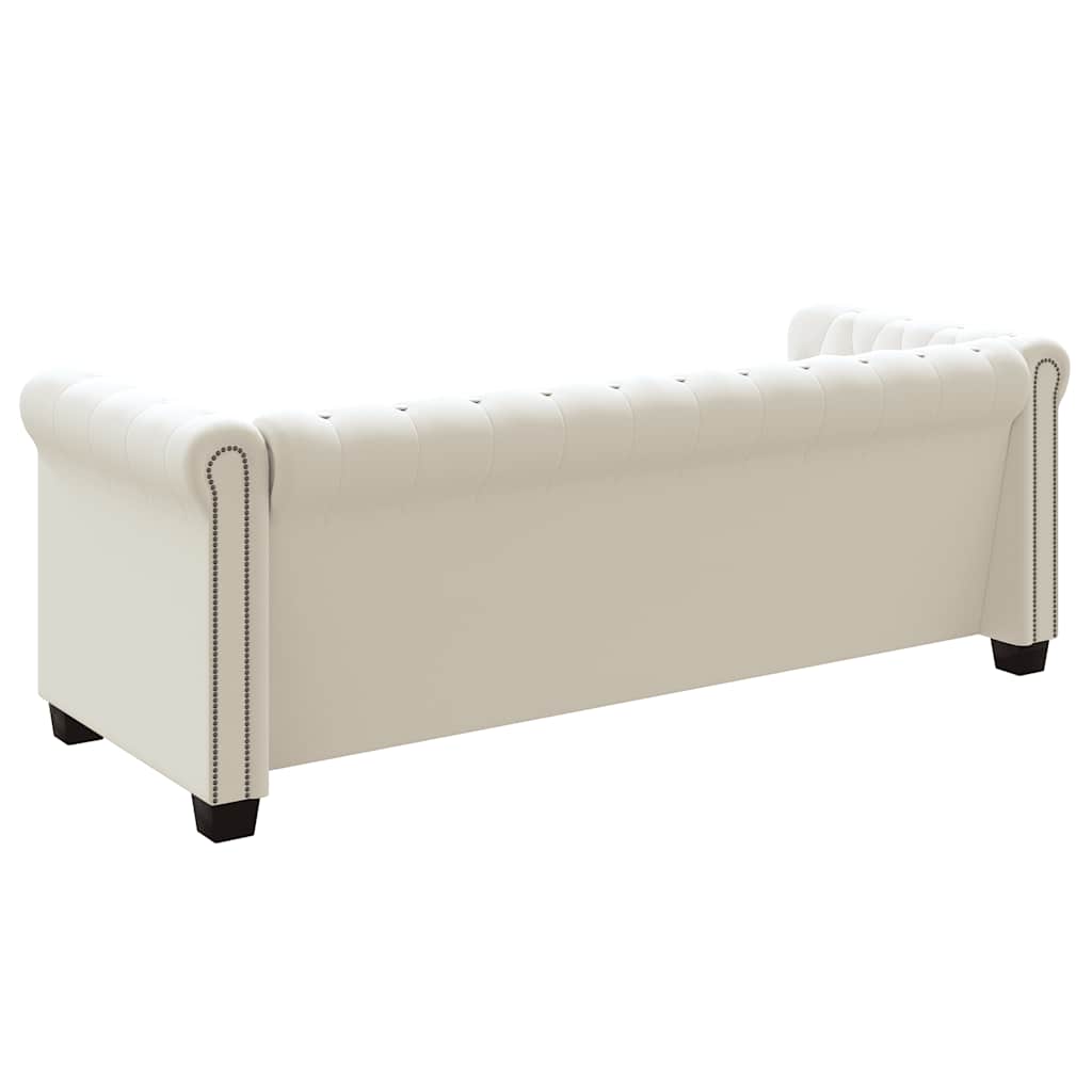 2 személyes és 3 személyes fehér műbőr Chesterfield kanapé