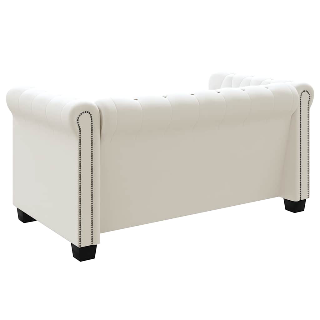 2 személyes és 3 személyes fehér műbőr Chesterfield kanapé