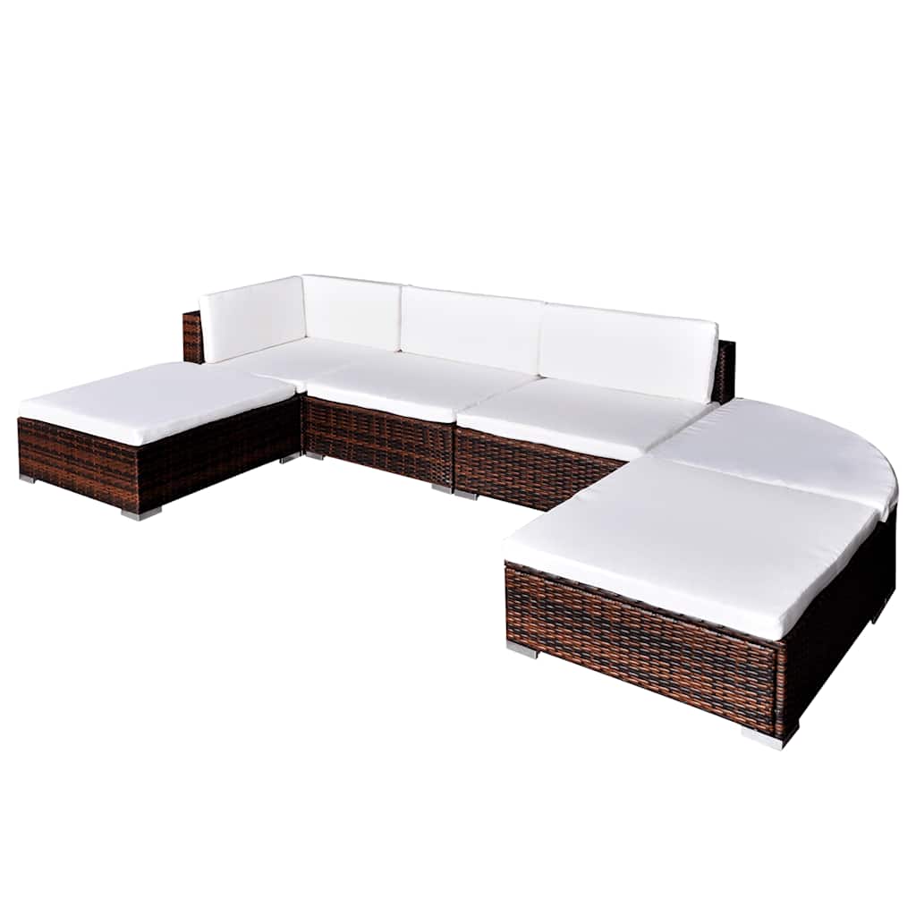 6 részes barna polyrattan kerti ülőgarnitúra párnákkal